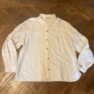 NEW Zara Linen Blend Boho Blouse Top Shirt L